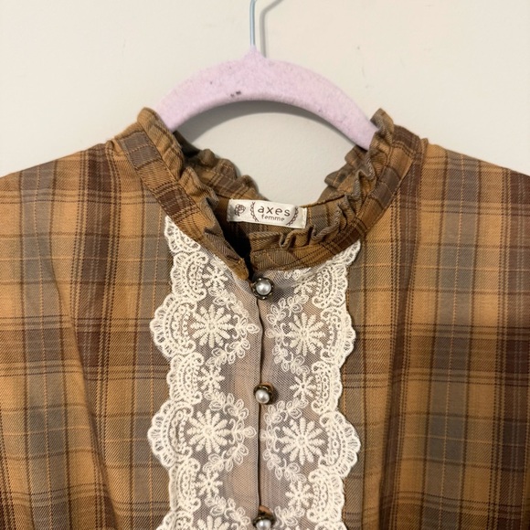 Axes Femme Brown and Orange Plaid Maxi Dress - Picture 4 of 4